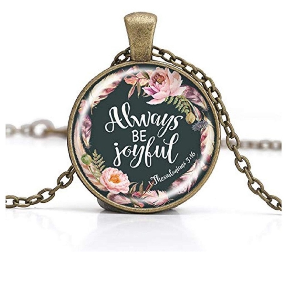 Floral Pendant Necklace - Gold and Pink